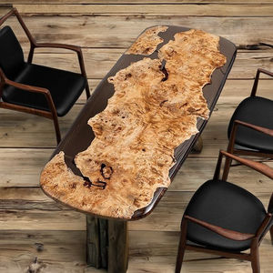 Mesa de Comedor Rectangular de Resina Epoxi Hecha a Mano de Lujo con Diseño Moderno, Superficie de Resina Impermeable en Tonos Cálidos para Sala de Estar - Product Image 6