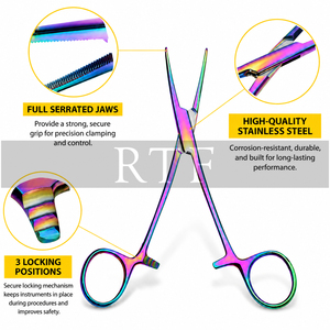 Pinces Kelly multicolores arc-en-ciel de qualité supérieure - Hémostat à artère en acier inoxydable de haute qualité pour la chirurgie abdominale manuelle - Product Image 4