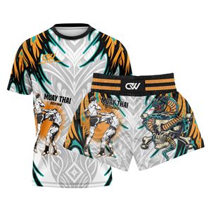Conjunto de Rashguard de Manga Corta para Kickboxing y Muay Thai, Sublimado con Logotipo Personalizado OEM, Transpirable, de Spandex/Poliéster, Ropa de Combate - Product Image 1