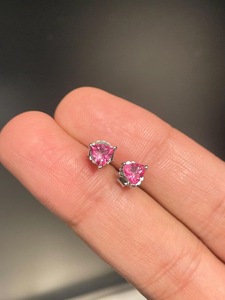 Boucles d'oreilles clous en topaze rose, en argent sterling, pierre de naissance d'octobre, bijoux pour femmes - Product Image 4