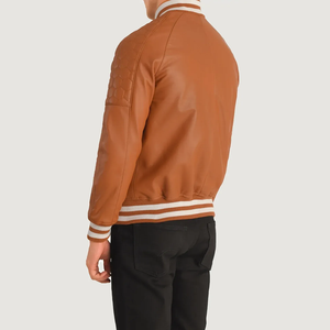 Men's Black PU <b>Leather</b> Bomber <b>Jacket</b> Regular Fit Stand Collar Button Closure Solid Color Casual Autumn Wear - Product Image 6