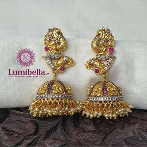 Gold Replica Jhumka Fashion Earrings - Product Image 1