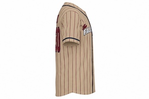 Maillot de baseball personnalisé sublimé à rayures fines couleur beige, chemise boutonnée pour équipe, tenue de sport athlétique vintage, uniforme, vente en gros - Product Image 5