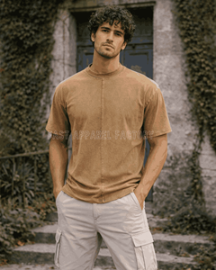 เสื้อยืดผู้ชายแบบย้อมสีเอซิด สกรีนโลโก้ตามสั่ง ดีไซน์ย้อมสีเอซิดทันสมัย สวมใส่สบาย เหมาะสำหรับใส่ลำลองทุกวัน บริการ OEM - Product Image 2