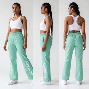 OEM Custom Printed Women Nylon Pants Elastic Waist Flare Leg <b>Windbreaker</b> Pants Hiking <b>Camping</b> Rainproof Trouser Ladies - Product Image 5