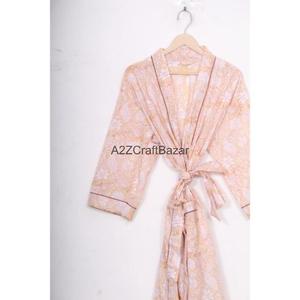 Kimono de Algodón Hecho a Mano con Estampado Floral, Transpirable, Ligero, para Verano e Invierno, Estilo Casual, Largo, para Dormir - Product Image 5