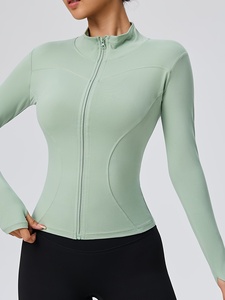 Wholesale Womens Fitness Yoga <b>Jacket</b> Base Layer Lightweight Running <b>Workout</b> Gym Training Sports Coat Slim Fit Activewear Yoga - Product Image 2
