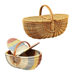 PHU HAO Vintage Style Handcrafted Eco-Friendly Rattan Storage <b>Basket</b> for Multi-Purpose Use in Kitchen & Living Room - Product Image 1