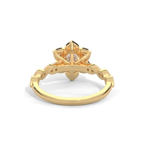 แหวนรูปดอกไม้สีทอง แหวนแต่งงานทรงกลมสำหรับผู้หญิง - Product Image 4