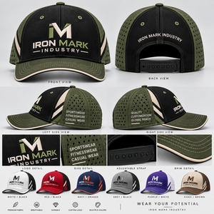 Casquette de baseball en jean à 6 panneaux en maille IRON M INDUST, respirante, réglable, unisexe, style sportif, color block, printemps-été, décontractée - Product Image 1