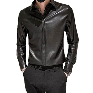 Chemise en cuir pour homme, douce, de haute qualité, à manches longues, chemise en cuir pour homme, chemise en cuir légère de créateur pour homme - Product Image 4