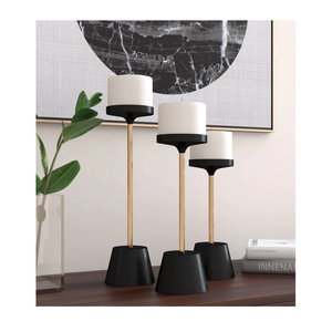 Porte-bougie décoratif en acier avec surface polie, construction robuste et aspect élégant, parfait pour le salon et la salle à manger. - Product Image 5
