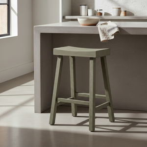 Tabouret de bar haut en bois d'hévéa massif, rond, moderne, minimaliste, mobilier de maison durable et léger - Product Image 6