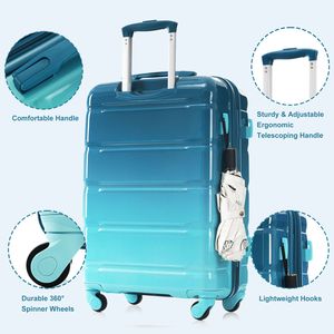 Juego de Maletas Azules de 20 Pulgadas, 3 Piezas, con Puerto USB, Certificación de Aerolínea, Carcasa Rígida de ABS+PC, Ruedas Giratorias - Product Image 3