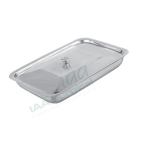 Plateau à instruments manuel autoclavable en acier inoxydable avec couvercle, usage polyvalent pour la stérilisation et le stockage sécurisé des instruments - Product Image 1