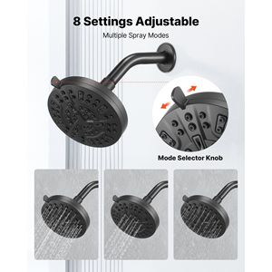 Juego de Ducha de Lluvia Completo de 5 Pulgadas con Monomando para Bañera, 8 Ajustes de Chorro, Grifo de Ducha de Latón a Presión - Product Image 5
