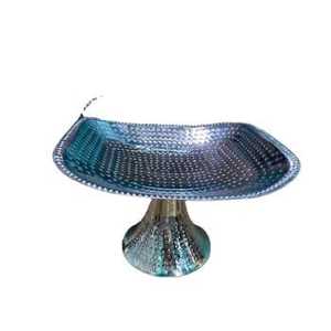 Elegant Metal Pedestal Fruit Bowl Leaf Style Decorative Serving Tray Centerpiece <b>Stand</b> for Dining Table Wedding Decor - Product Image 1