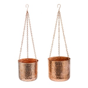 Pots de fleurs suspendus modernes avec chaîne pour plantes et fleurs d'intérieur et d'extérieur, design circulaire, style jardin - Product Image 6