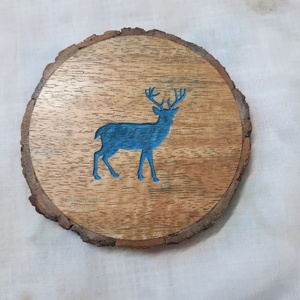 Sous-verre en bois Hexa incrusté de bois Logo gravé personnalisé, ensemble de décoration de table en bois naturel fait à la main et accessoires - Product Image 2