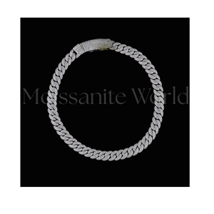 Collier chaîne en moissanite de qualité supérieure, fabrication artisanale, argent 925, sertissage en canal, style hip-hop, unisexe, à porter au quotidien, en vente - Product Image 1