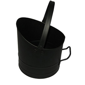 Cubo de metal negro para cenizas de carbón de hierro, pelleteros, leña, herramientas y accesorios para estufas y chimeneas, para uso en exteriores e interiores - Product Image 1