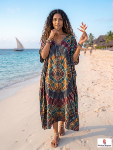 Ladies Printed <b>Kaftan</b> Dress Beach Wear Soft Fabric Loose Fit Elegant <b>Summer</b> Cover Up Resort Island Vacation Export Supply - Product Image 2