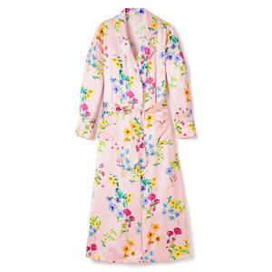 Bata de satén 100% seda para mujer, cómoda, con cuello en V, cinturón de borlas con lazo, bordado personalizado, ropa de dormir suave para verano, nueva llegada - Product Image 1