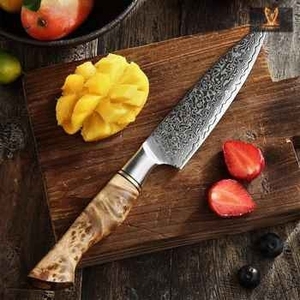 Ensemble de couteaux de chef en acier Damas 7 pièces, manche en bois, couteaux de cuisine professionnels pour la maison et la restauration, vente chaude - Product Image 4