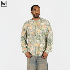 เสื้อยืดโอเวอร์ไซส์ทรงหลวมสไตล์สตรีทแวร์ พิมพ์ลายดิจิทัล ผ้าฝ้าย 100% แขนสั้น ลายวาฟเฟิล  ไม้ลายวินเทจ  รับทำโลโก้ OEM ขายดีที่สุด - Product Image 2