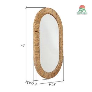 Oval Rattan Woven Boho Wall <b>Mirror</b> . Introduces warmth and bohemian charm to any room. - Product Image 6
