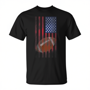 Camiseta de Fútbol Americano con Bandera de Estados Unidos, Negra, Diseño Deportivo para Hombre, Manga Corta, Cuello Redondo, Impresión Digital, para Adultos - Product Image 2