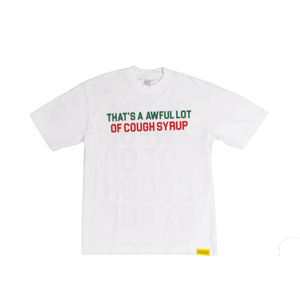 เสื้อยืดลายพิมพ์น้ำเชื่อมแก้ไอ "That's A Awful Lot Of Cough Syrup" ด้านหน้าและด้านหลัง คุณภาพสูง ผ้าฝ้าย 100% คอกลม สวมใส่สบาย - Product Image 5