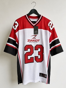 Vente en gros directe ZIAKOT INDUSTRY Maillot de football authentique rétro personnalisé en maille rouge, blanc et noir - Product Image 1