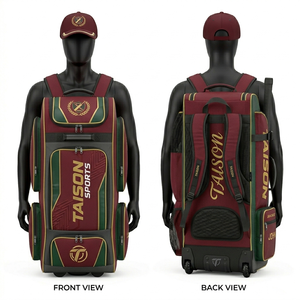 Bolsa de Cricket Premium para Hombre, de Poliéster 900D, Diseño con Paneles en Verde Marrón y Dorado, con Ruedas y Logotipo Personalizado, Bolsa Deportiva - Product Image 1