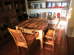 Mesa de póquer de teca resistente y práctica con soportes para bebidas integrados, cajones y 4 Patas para restaurante, comedor y sala de estar Roo - Product Image 5