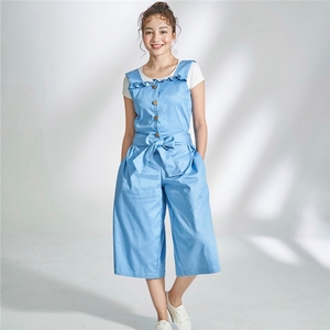 ODM <b>Women</b> Fashion Wide Leg Cotton Spandex Calf Length Pants <b>Overalls</b> - Product Image 1
