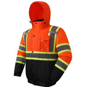 Chaqueta de Seguridad Reflectante de Alta Visibilidad para Hombre, Naranja y Negra, con Capucha y Bolsillos, Ropa de Trabajo - Product Image 6