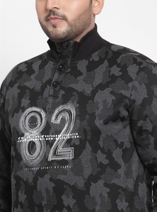 Sweat-shirt à col zippé camouflage pour homme, coupe classique, logo imprimé, tricoté, décontracté, pour l'automne - Product Image 2