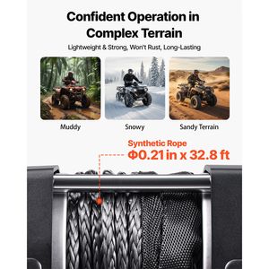 Verricello Elettrico 12V DC 3500 Lbs per ATV/UTV, Cavo Sintetico 0,21 x 32,8 ft, Telecomando Cablato, Impermeabile IP55, Cinghia da 12000 Lbs - Product Image 3
