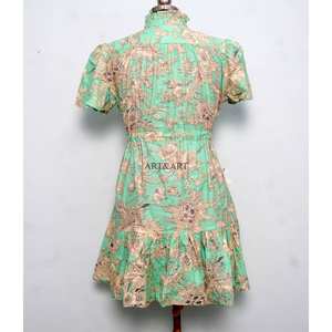 Women Boho Floral Print Short <b>Dress</b> Summer Mini <b>Dress</b> Lightweight Casual Daywear Stylish Holiday Outfit with drawstring waist - Product Image 6