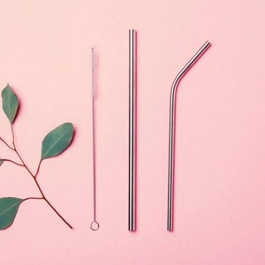 Pailles à boire réutilisables en acier inoxydable modernes, ensemble de pailles métalliques écologiques pour bar - Product Image 3