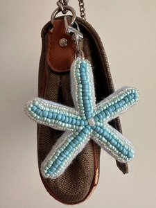 Star Keychain <b>Custom</b> Colour Keychains Beaded Embroidery Light Blue Woven Design <b>Key</b> Ring DIY Bag Accessory Gift - Product Image 4