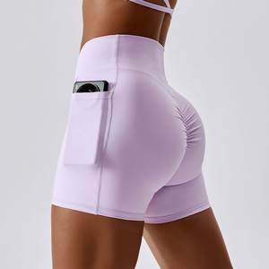 Shorts Deportivos de Cintura Alta para Mujer, Transpirables, de Tela Flexible, Tacto Suave, Ajuste Ceñido, Estilo Deportivo - Product Image 2
