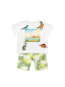 Conjunto de Ropa Casual Estilo Coreano OZKIZ con Estampado de Dinosaurios para Niños de 2 a 6 Años, Moda Infantil de Verano al por Mayor - Product Image 1