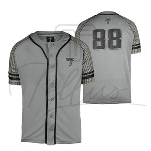 Maillot de baseball respirant à manches courtes avec broderie personnalisée, 100 % polyester, couleurs personnalisées, vente en gros, vêtements de sport imprimés - Product Image 1