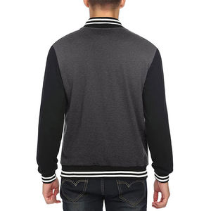 Unisex Navy <b>Red</b> Hooded Varsity <b>Jacket</b> Stand Collar Cuffs Hem Zipper Front Custom Outerwear <b>Waterproof</b> Breathable 100% Wool - Product Image 3