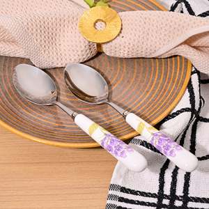 Juego de 2 cucharas de cerámica con mango de lavanda para cena, postre, sopa y té, de estilo moderno, para uso comercial en hoteles - Product Image 6