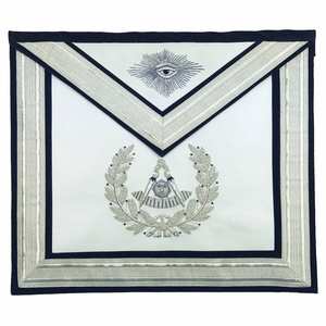 Tabliers maçonniques personnalisés en tissu brodé fait main, robustes, argentés et bleus, à coudre, avec logo sur mesure - Product Image 1