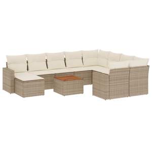 Conjunto de Sofás Modulares Grandes de Ratán Sintético PE Beige para Jardín, Muebles Modulares Cómodos para Exteriores - Product Image 2