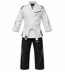 Kimono de BJJ Personalizado, Blanco, de Algodón, Unisex para Adultos, Pantalones Negros con Detalles en Verde Oliva, Corte Regular, Duradero, para Judo - Product Image 1